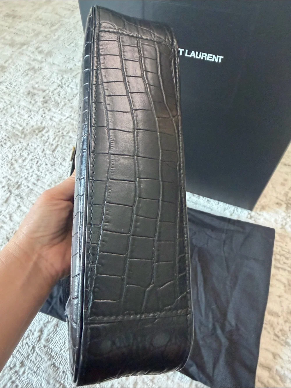 Saint Laurent 5A7 crocodile-effect shoulder bag
